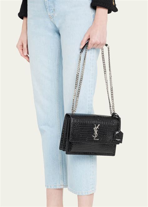 ysl sunset medium croc embossed|ysl crossbody bag.